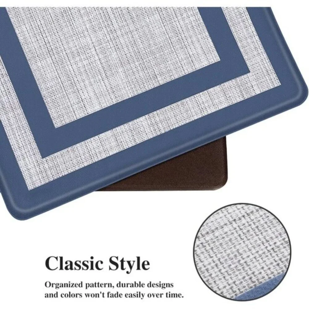 New Kitchen Mats, 2Pcs Cushioned Anti-Fatigue Waterproof Rugs Blue Gray Set